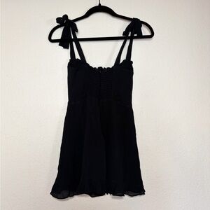 Reformation Elegant Black Dress with Ribbon Straps